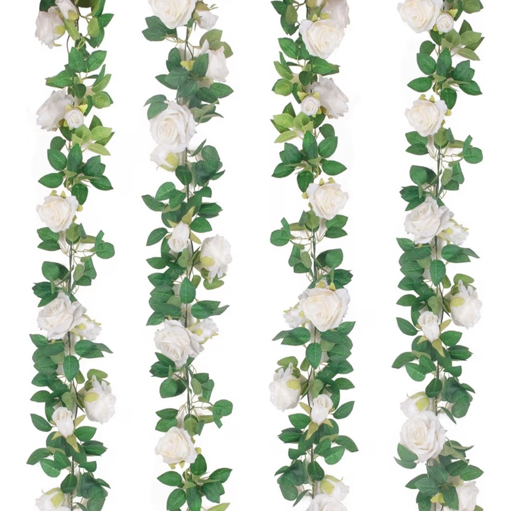 4 Pcs Artificial Garland- White roses